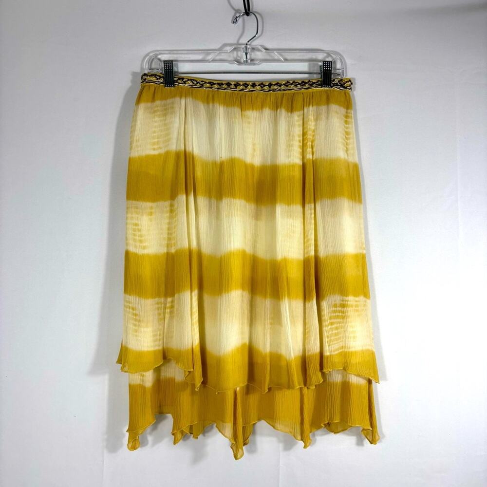 Sundance Cream and Dark Yellow Silk Skirt Size Small K0211